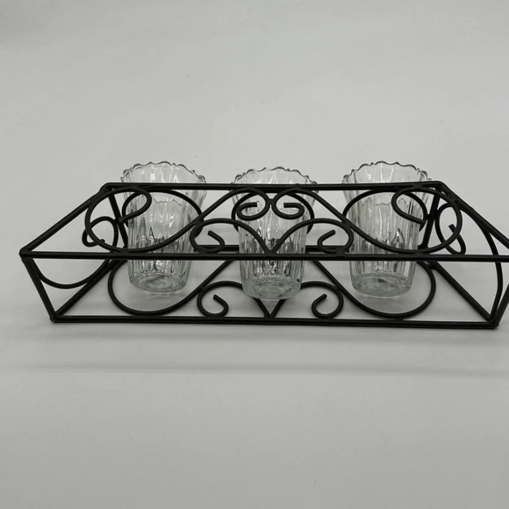 Glass Dip Trio with wrought‎ Iron Stand